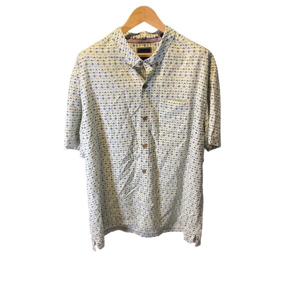 Tommy Bahama Mens Blue White Patterned Short Sleeve Button Front Shirt Sz 2XL - Picture 1 of 10